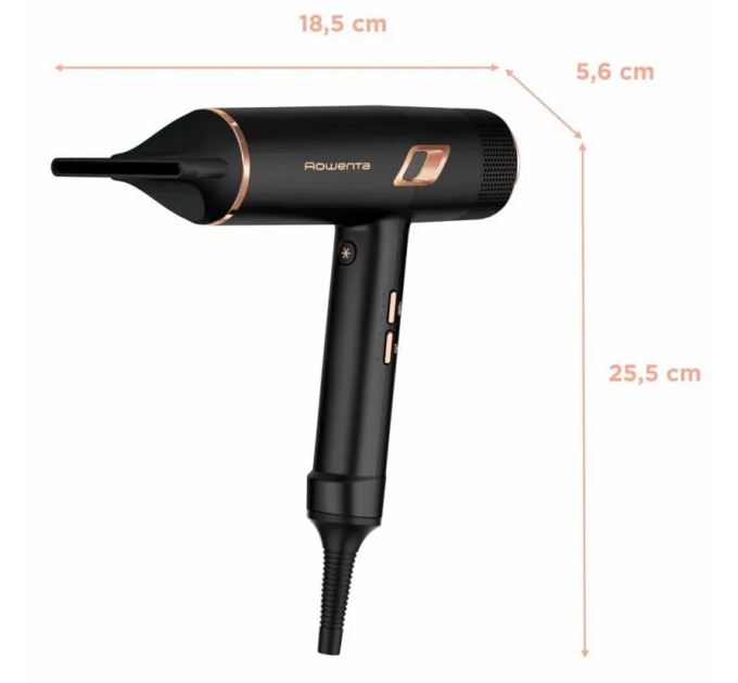 Фен Rowenta Ultimate Experience Maestria, 2000Вт, 3 режими, дифузор, кейс для зберігання, іоніз-я, хол. обдув, чорний