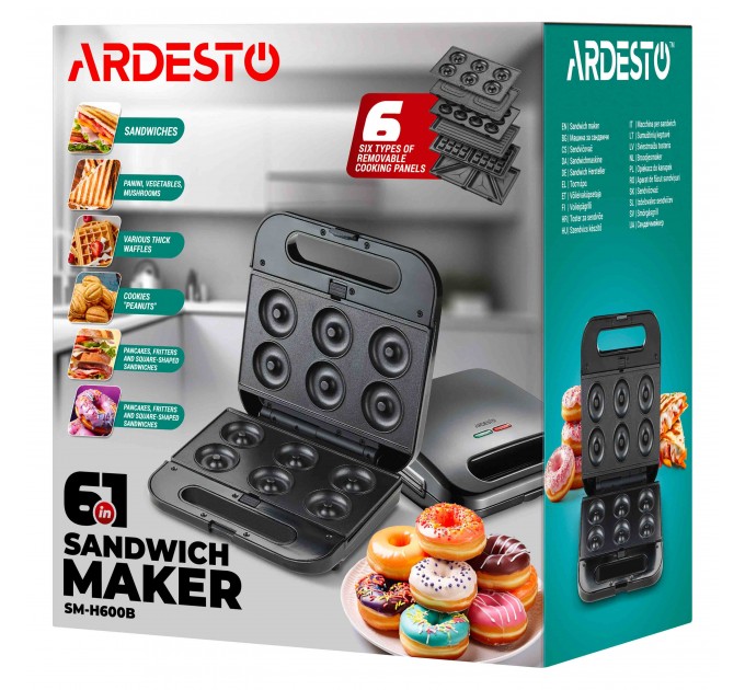 Мультимейкер ARDESTO, 700Вт, коплект-6 пластин, корпус-пластик, чёрный