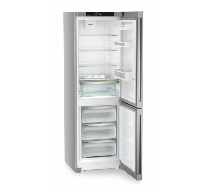 Холодильник Liebherr з нижн. мороз., 185.5x59.7х67.5, холод.відд.-225л, мороз.відд.-94л, 2дв., D, NF, диспл внутр., сірий