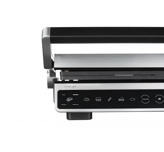 Гриль ARDESTO прижимной 2000Вт, темп. режимов-6, съёмные пластины, раскрытие на 180°, металл, серебристый