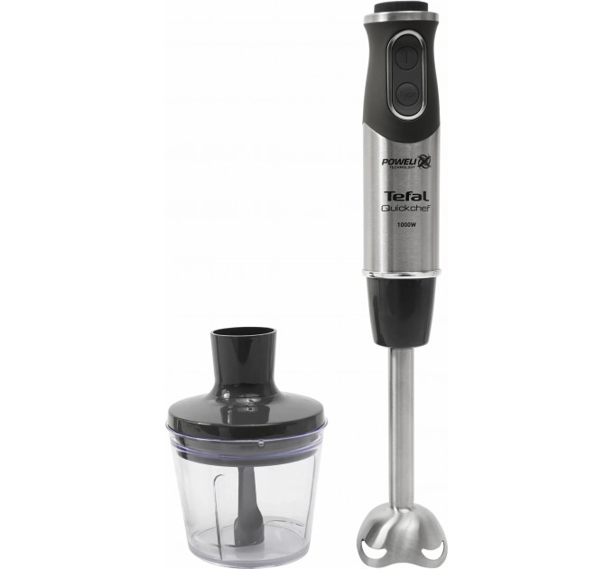 Блендер Tefal погружной Quickchef 1000Вт, 3в1, чаша-800мл, чопер-500мл, турборежим, серебристо-черный