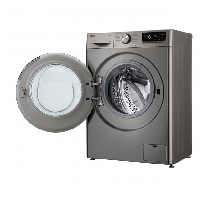 Стиральная машина LG фронтальная, 9кг, 1200, A, 48см, дисплей, пар, инвертор, серебристый