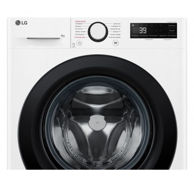 Стиральная машина LG фронтальная, 8кг, 1200, A, 48см, дисплей, пар, инвертор, белый