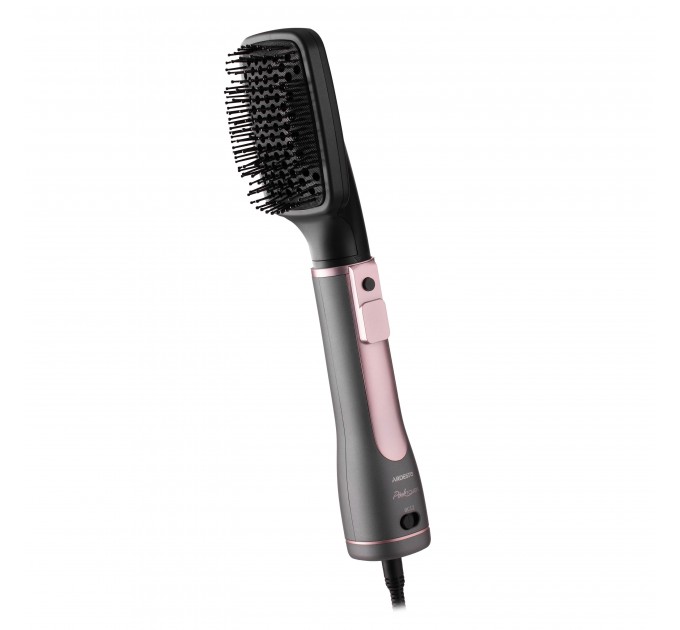 Фен-щітка ARDESTO Brush Pink Touch, 1200Вт, 2 швидкості, 2 темп. режими, LED-дисплей, функція іонізації , 4 насадки, сірий+ рожевий