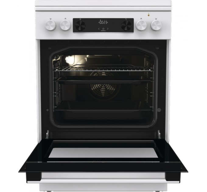 Плита Gorenje комби, 71л, 60x60см, дисплей, IconLed, чугун, белый