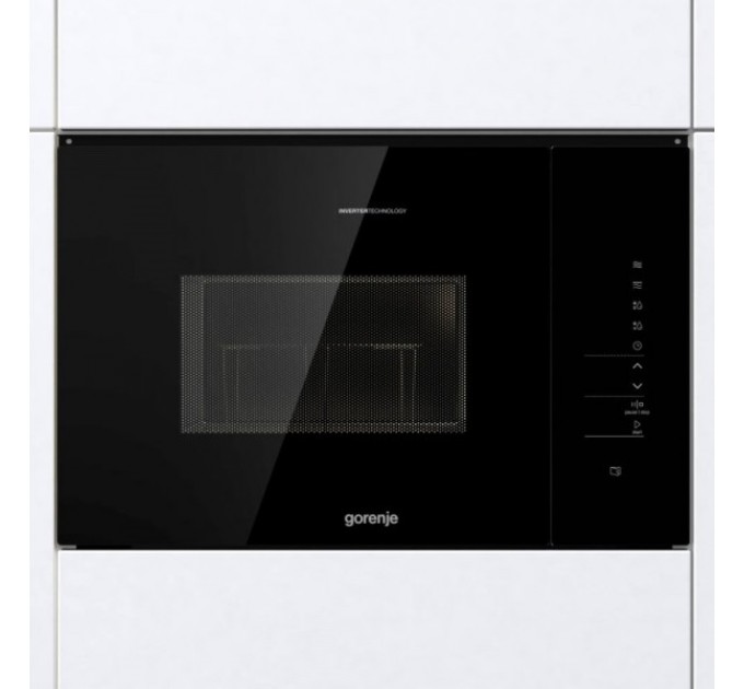 Мікрохвильова піч Gorenje вбудовувана, 25л, електр. управл., 900Вт, гриль, дисплей, інвертор, чорний