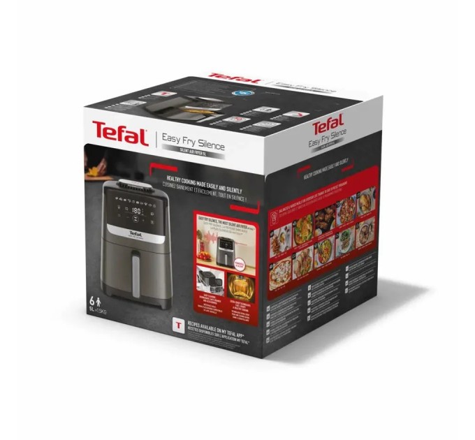 Мультипіч Tefal Easy Fry Silence, 1670Вт, чаша-5л, сенсорне керув., 10 програм, пластик, темно сірий-чорний