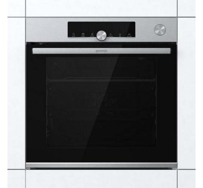 Духовой шкаф Gorenje электрический, 77л, A+, пар, дисплей, приготовление на разных уровнях, нерж
