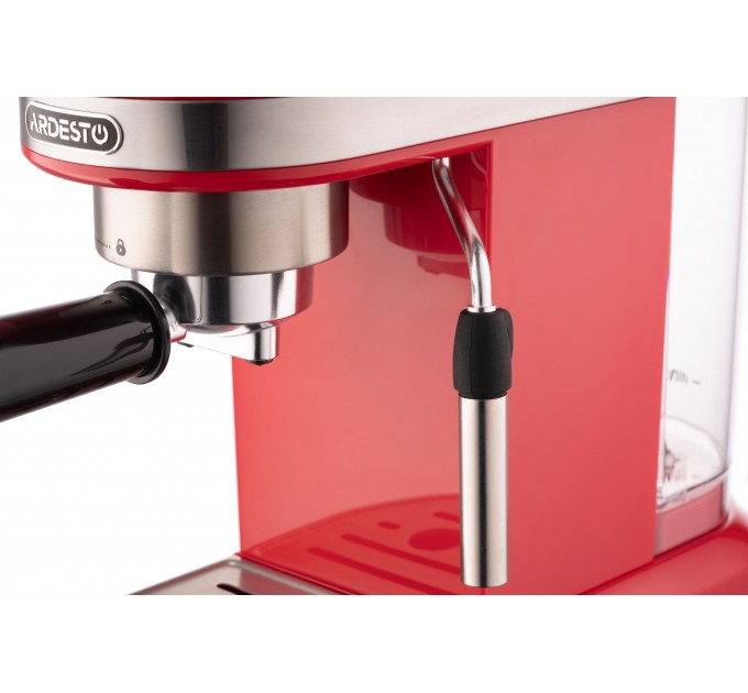 Кавоварка ARDESTO ріжкова 1.4л, мелена, ручний капучинатор, підігрів чашок, червоний