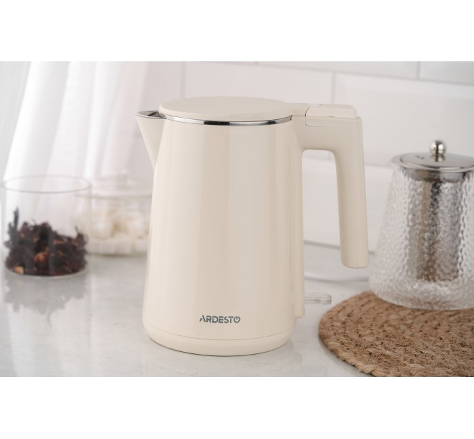Електрочайник ARDESTO 1л, Strix, подвійні стінки, бежевий