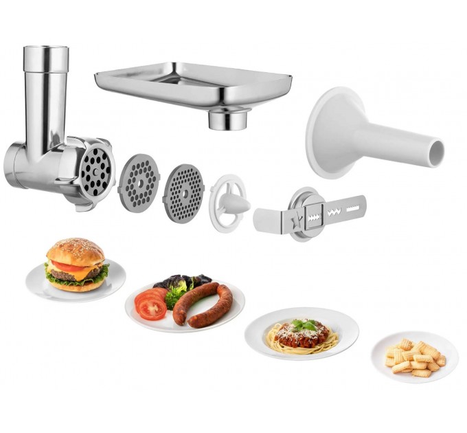 Кухонная машина Sencor 1000Вт, чаша-металл, корпус-пластик, насадок-15, белый