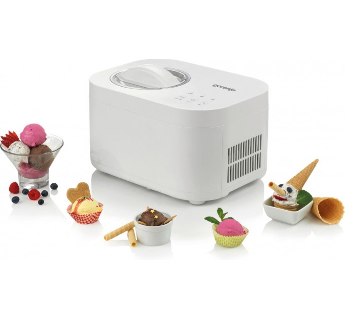 Мороженица Gorenje 100Вт, чаша-1л, время приготовл.-30мин, пластик, бело-серый
