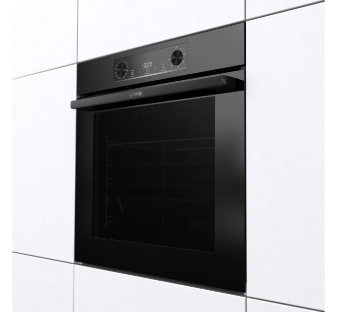 Духовой шкаф Gorenje электрический, 77л, A+, пар, дисплей, пиролиз, черный