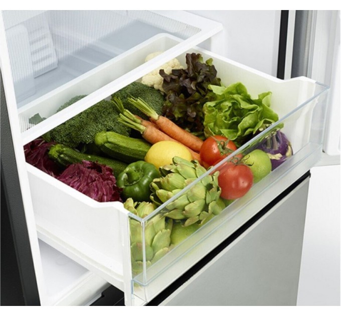 Холодильник Hitachi з нижн. мороз., 190x60х65, холод.відд.-215л, мороз.відд.-115л, 2дв., А+, NF, інв., чорний