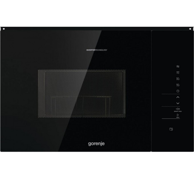 Мікрохвильова піч Gorenje вбудовувана, 25л, електр. управл., 900Вт, гриль, дисплей, інвертор, чорний