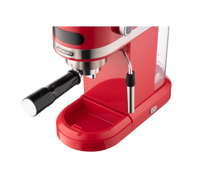 Кавоварка ARDESTO ріжкова 1.4л, мелена, ручний капучинатор, підігрів чашок, червоний