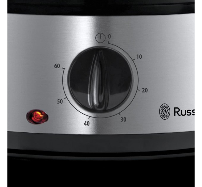 Пароварка Russell Hobbs Cook&Home 800Вт, чаша-3/3/3л, резервуар для воды -1л, механическое управл., 3 яруса, металл/пластик, черный