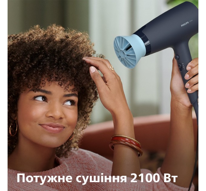 Фен Philips 3000 Series, 2100Вт, режимов-3, дифузор, иониз-я, хол. обдув, синий