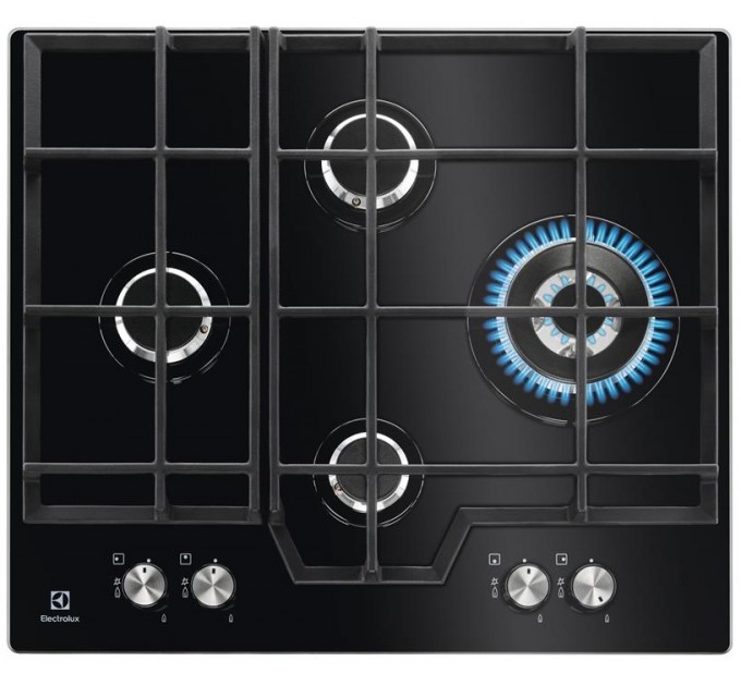 Варочная поверхность Electrolux газ на стекле, 60см, чугун, черный