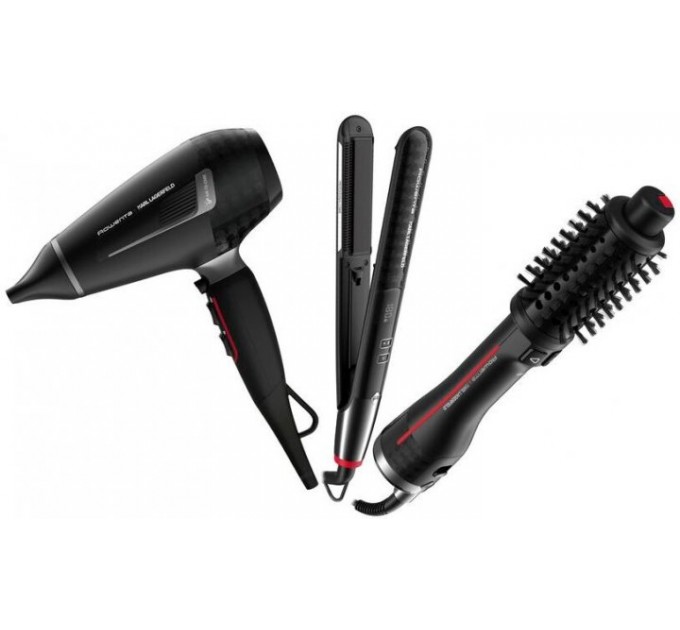 Фен Rowenta x Karl Lagerfeld K/Pro Stylist, 2200Вт, 3 режими, іоніз-я, дифузор, 2 концентратора, хол. обдув, чорний