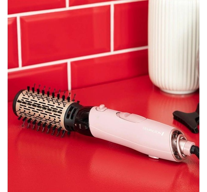 Фен-щітка Remington Coconut Smooth, 1000Вт, 2 режими, іонізація, хол. обдув, 2 насадки, чорно-рожевий