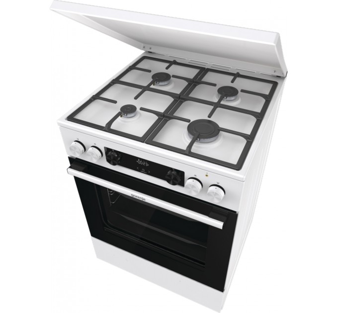 Плита Gorenje комби, 71л, 60x60см, дисплей, IconLed, чугун, белый