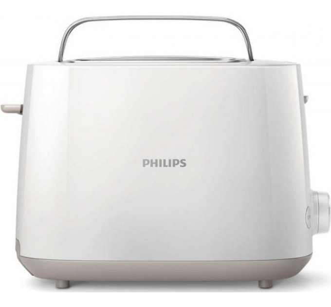 Тостер Philips Daily Collection 830Вт, крышка от пыли, пластик, белый