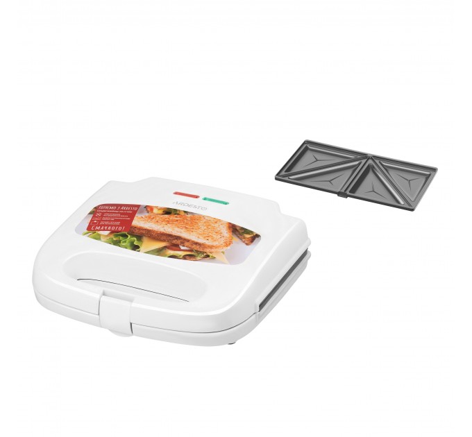 Сендвічмейкер ARDESTO 700Вт, 1 пластина-сендвіч, корпус-пластик, білий