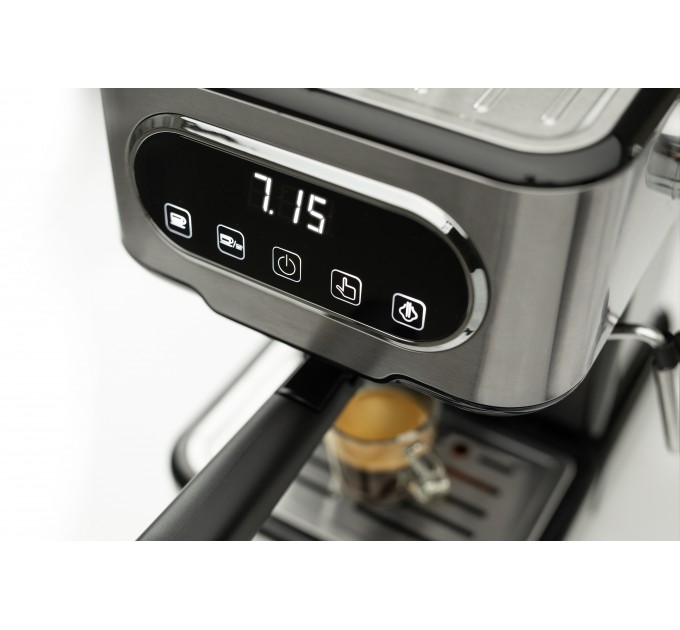 Кофеварка Gorenje рожковая 1.5л, молотый, ручной капучинатор, нерж