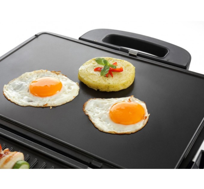 Гриль Gorenje прижимний 1800Вт, темп. режимів-4, з`ємні пластини, розкриття на 180°, метал, графіт