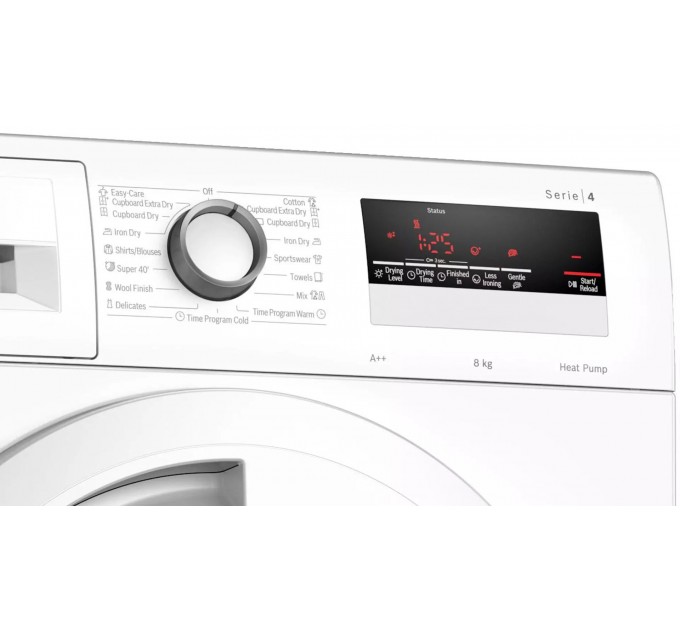 Сушильная машина Bosch тепловой насос, 8кг, A++, 60см, дисплей, белый