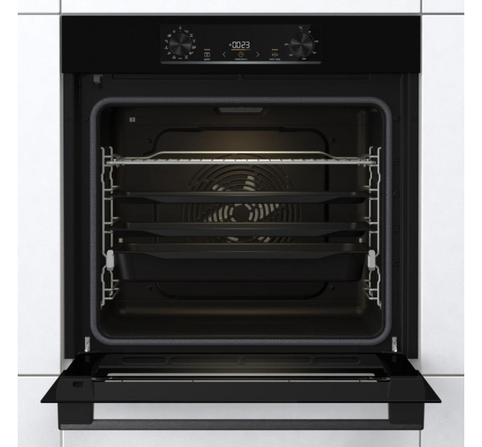 Духовой шкаф Gorenje электрический, 77л, A+, пар, дисплей, пиролиз, черный