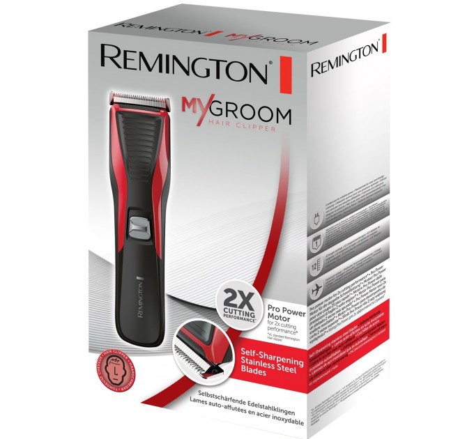 Машинка для стрижки Remington My Groom, від мережі, роторний мотор, насадок-1, сталь, червоно-чорний
