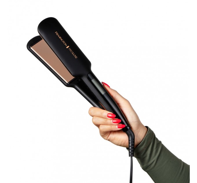 Випрямитель Remington PROluxe Midnight Wide Plate Straightener, темп.режимов-9, 150-230С, чехол, дисплей, керамика, черный