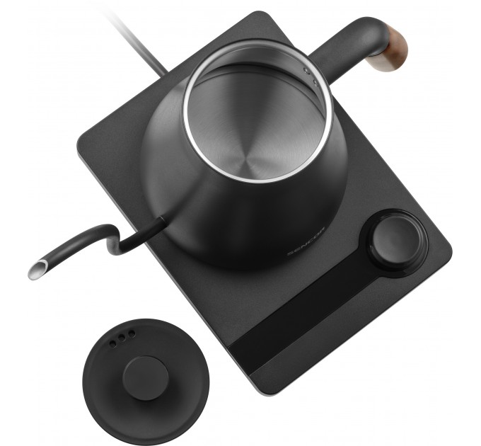 Электрочайник Sencor 0.6л, 5 темп.реж, сенс. управл., нерж. сталь, чорный