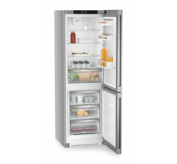 Холодильник Liebherr з нижн. мороз., 185.5x59.7х67.5, холод.відд.-225л, мороз.відд.-94л, 2дв., D, NF, диспл внутр., сірий