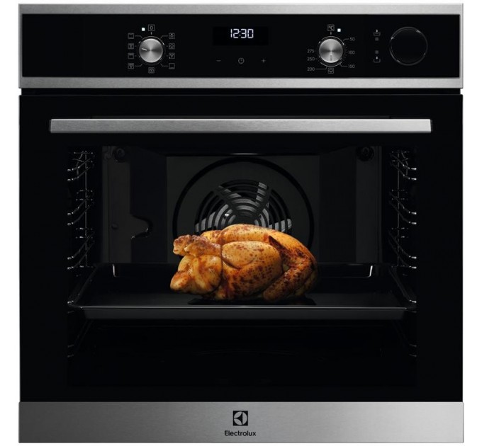 Духовой шкаф Electrolux электрический, 72л, А, пар, дисплей, конвекция, телескопические направляющие, ф-ция пароварки, черный