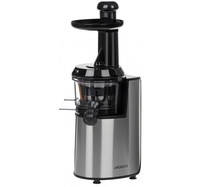 Соковитискач ARDESTO шнековий 200Вт, чаша-0.6л, жмих-0.6л, пластик/метал, сріблясто-чорний