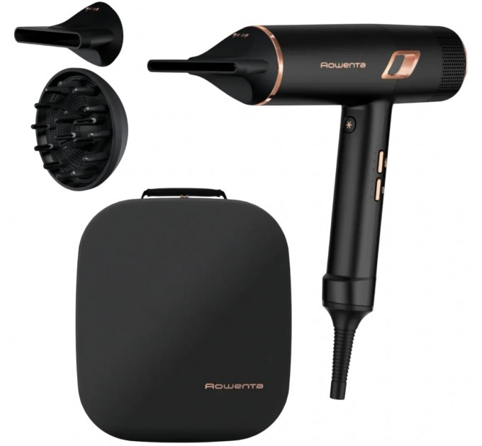 Фен Rowenta Ultimate Experience Maestria, 2000Вт, 3 режими, дифузор, кейс для зберігання, іоніз-я, хол. обдув, чорний