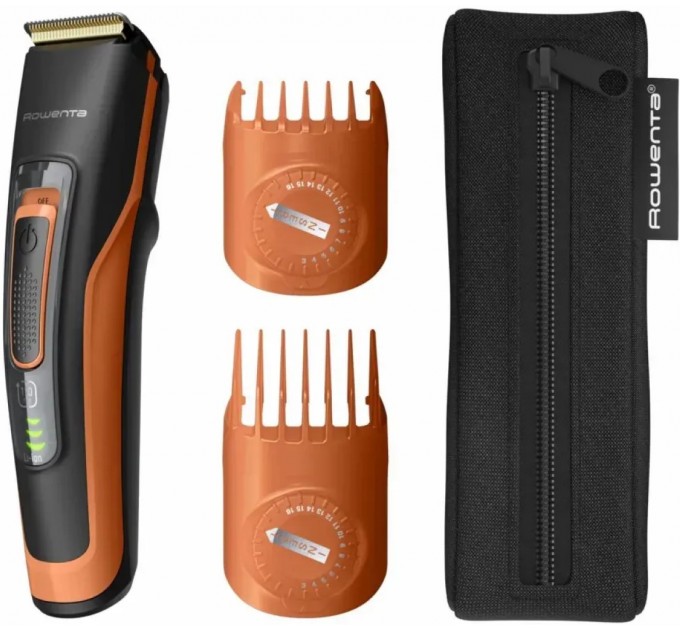 Машинка для стрижки Rowenta Sport Collection, акум., роторный мотор, насадок-2, кейс, сталь, черно-оранжевый