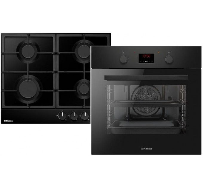 Комплект Hansa (духовка електрична + емальована газова поверхня), чорний