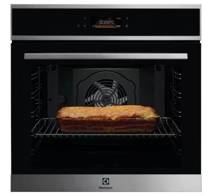 Духовой шкаф Electrolux электрический, 72л, A+, дисплей, конвекция, пиролиз, телескопические направляющие, черный