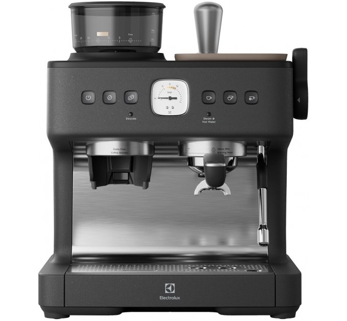 Кавоварка Electrolux ріжкова, 3л, зерно+мелена, ручний капуч, кавомолка, підігрів чашок, подача гар. води, чорний