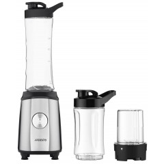 Блендер для смузі ARDESTO SBG-F350, 350Вт,2в1, пляшка -600мл, пляшка -300 мл, кавомолка , чорно-сріблястий
