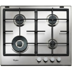 Варильна поверхня Whirlpool газова, 60см, чавун, конфорка з подвійним рядом полум'я, нерж