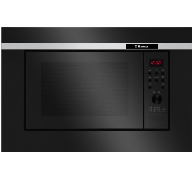 Мікрохвильова піч Hansa вбудовувана, 20л, електр.управл., 700Вт, гриль, дисплей, відкр.кнопкою, чорний
