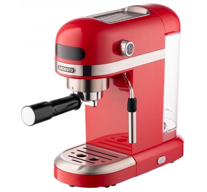 Кавоварка ARDESTO ріжкова 1.4л, мелена, ручний капучинатор, підігрів чашок, червоний