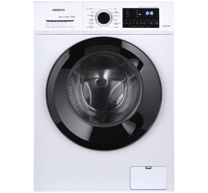 Стиральная машина ARDESTO фронтальная, 7кг, 1400, А+++, 48см, дисплей, пар, инвертор, подсвет.барабана, белый