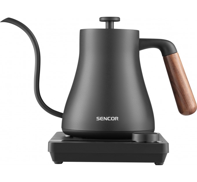 Электрочайник Sencor 0.6л, 5 темп.реж, сенс. управл., нерж. сталь, чорный