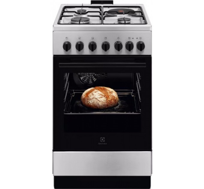 Плита Electrolux комбинированная 3 газ + 1 электро, 57л, 50x60см, конвекция, нерж